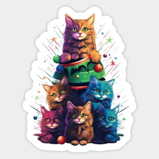 Cat Christmas Tree Sticker